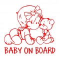 Sticker baby on board - ursulet, rosu